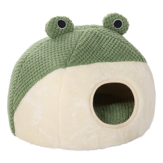 Pet Cat Dog Cute Nest Little Frog Series Warm Plush Mat Autumn Winter Pet House Full Package Nest For Small Cats Dogs Within 5KG