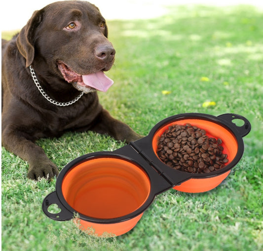 Silicone Portable Outdoor Pet Folding Out Feeder One Dog Bowl - Perfect For Day Trips